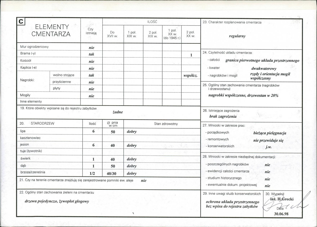 KC - Karta cmentarza, skan nr 2
