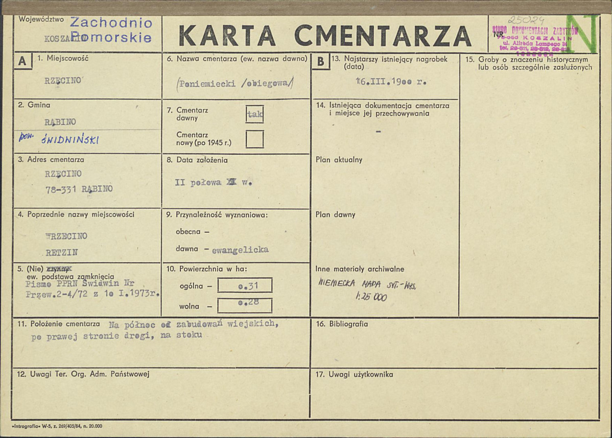 KC - Karta cmentarza, skan nr 1