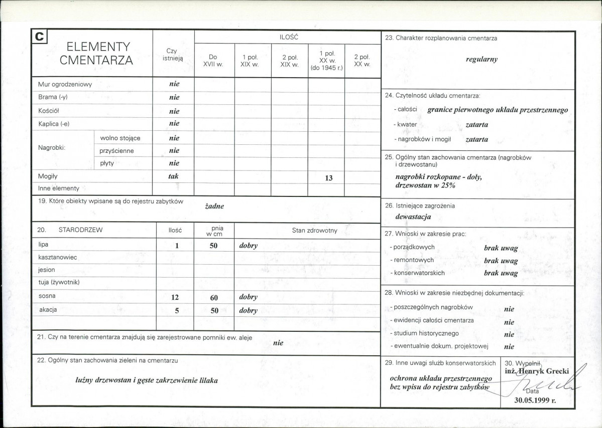 KC - Karta cmentarza, skan nr 2