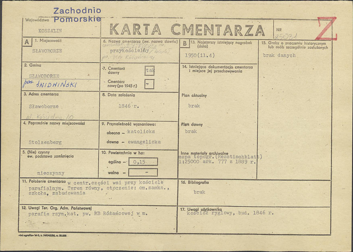 KC - Karta cmentarza, skan nr 1