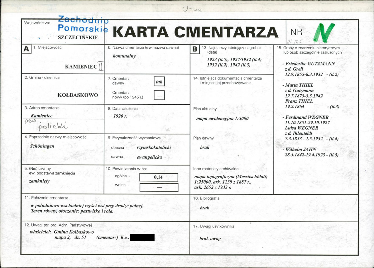 KC - Karta cmentarza, skan nr 1