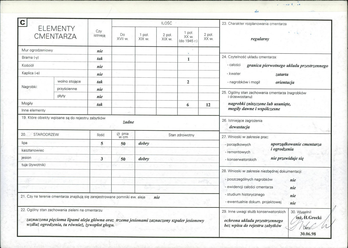 KC - Karta cmentarza, skan nr 2