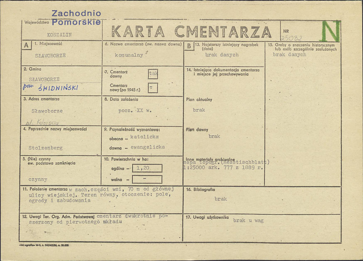 KC - Karta cmentarza, skan nr 1