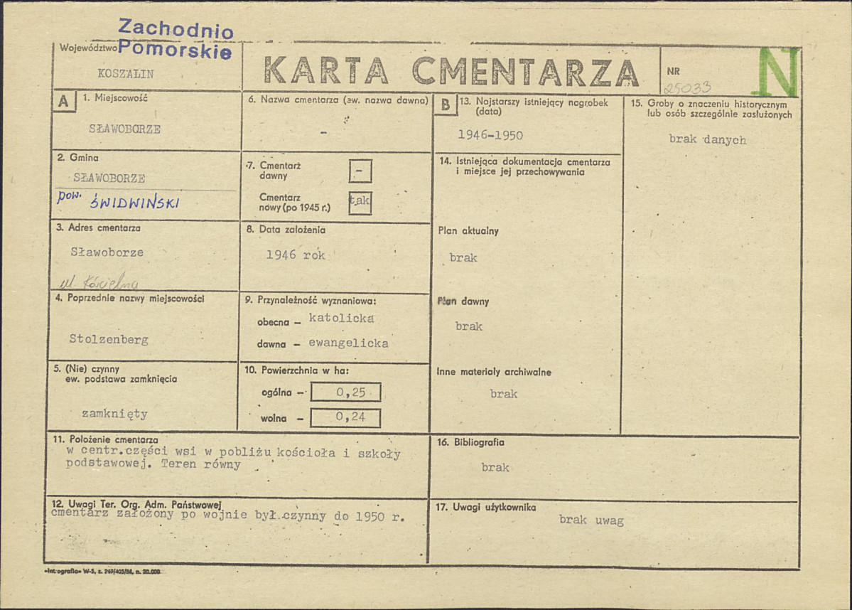 KC - Karta cmentarza, skan nr 1