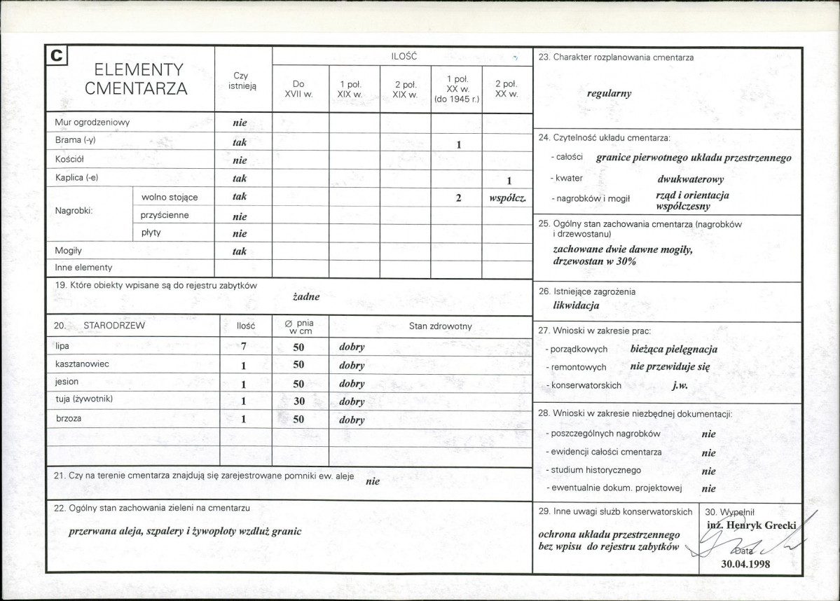 KC - Karta cmentarza, skan nr 2