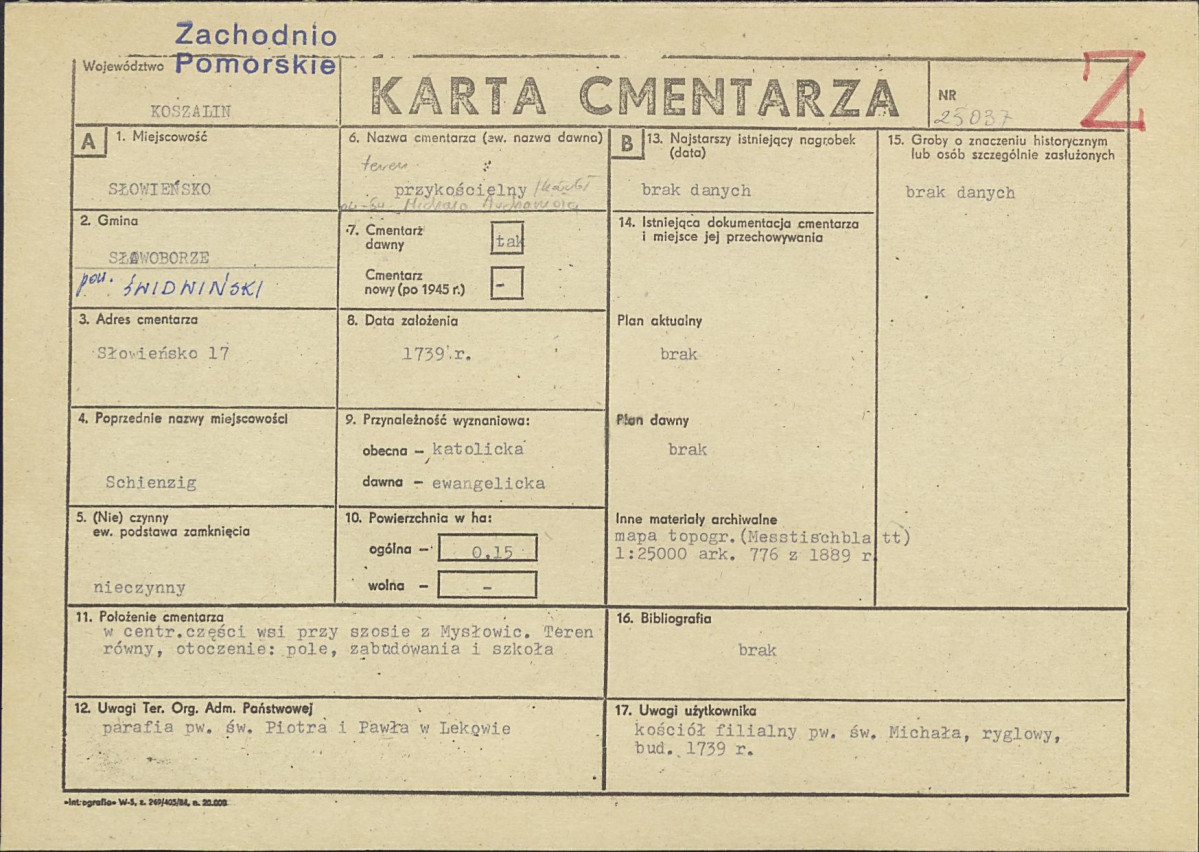 KC - Karta cmentarza, skan nr 1