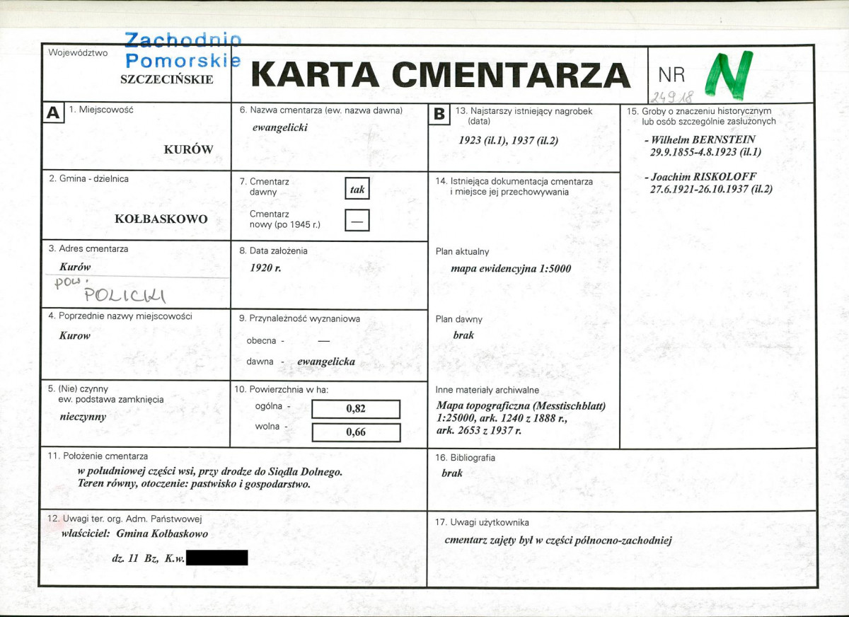 KC - Karta cmentarza, skan nr 1