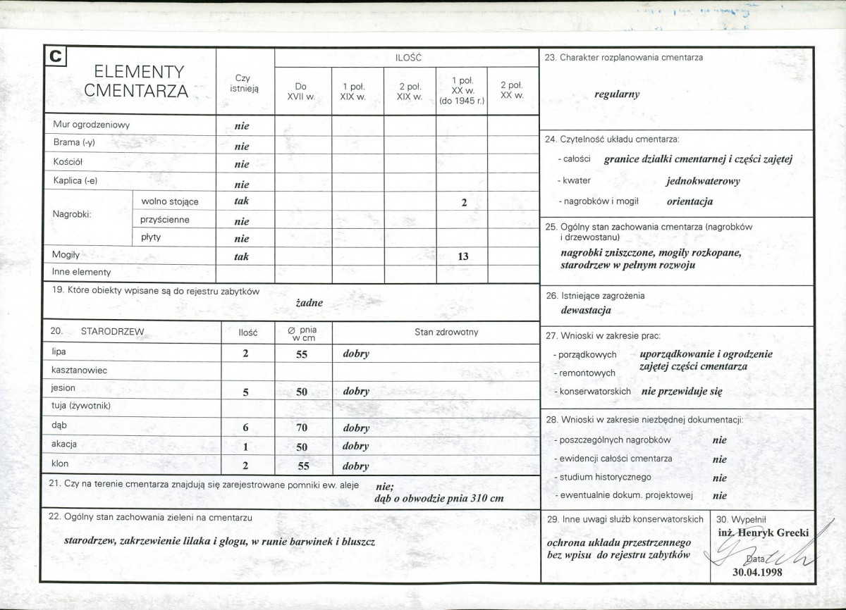 KC - Karta cmentarza, skan nr 2