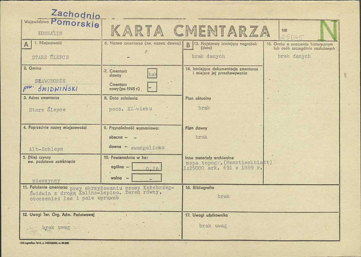KC - Karta cmentarza, skan nr 1