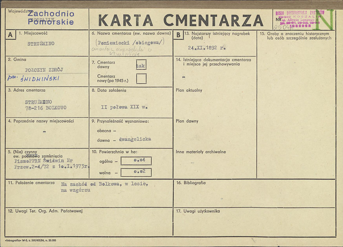 KC - Karta cmentarza, skan nr 1