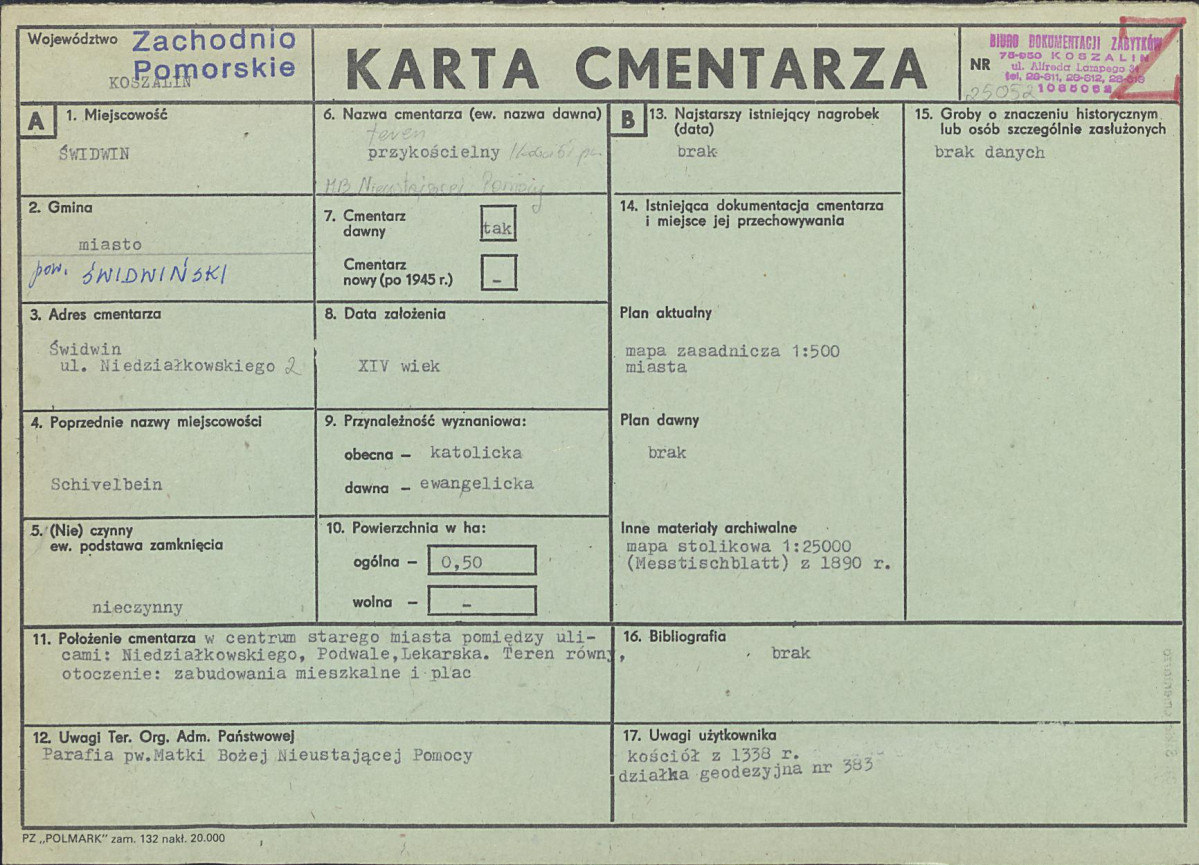 KC - Karta cmentarza, skan nr 1