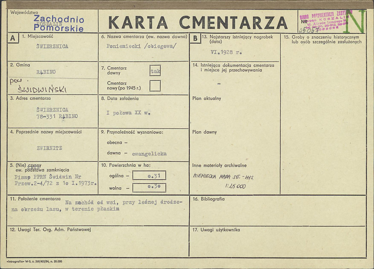 KC - Karta cmentarza, skan nr 1