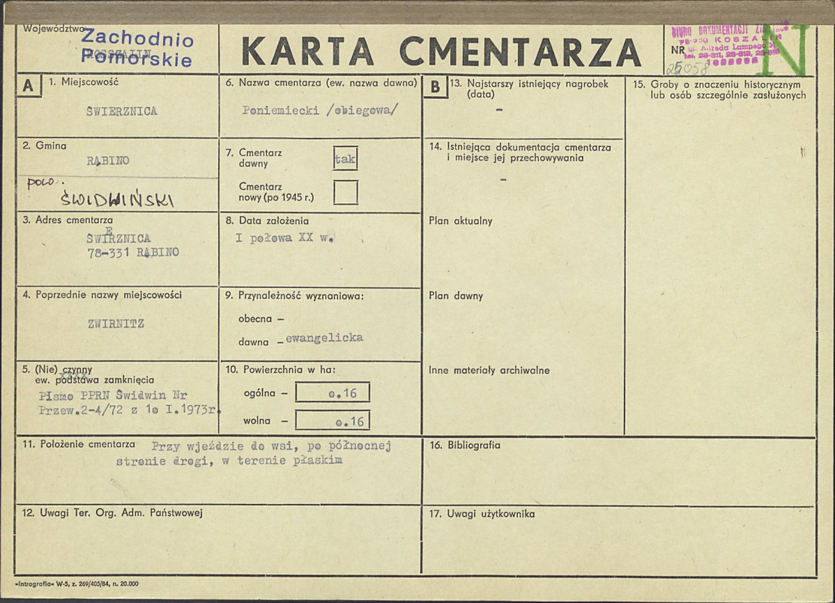 KC - Karta cmentarza, skan nr 1