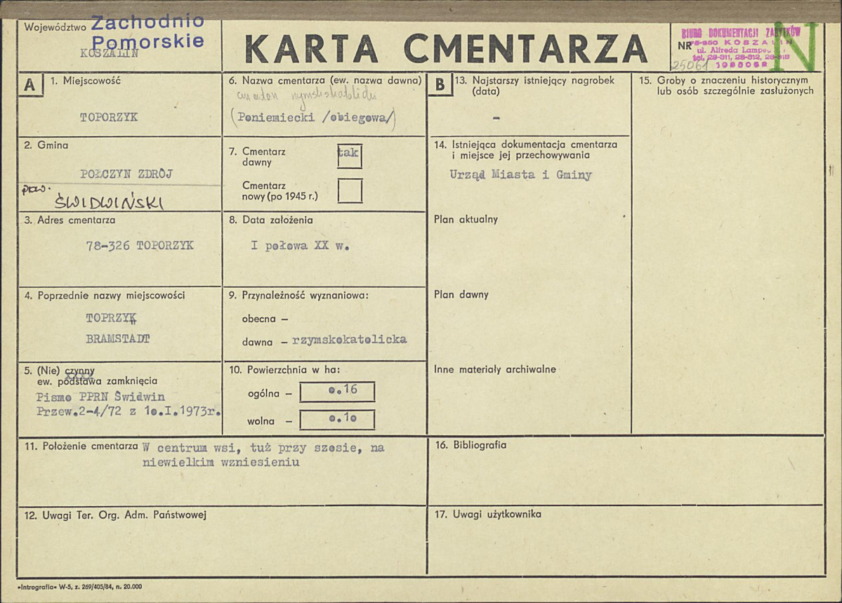 KC - Karta cmentarza, skan nr 1