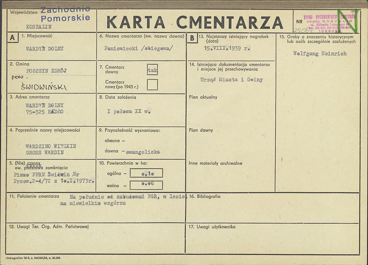 KC - Karta cmentarza, skan nr 1