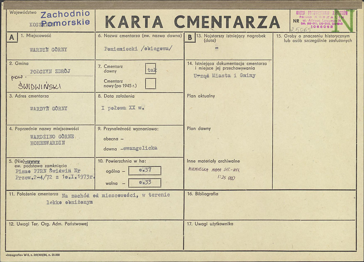 KC - Karta cmentarza, skan nr 1