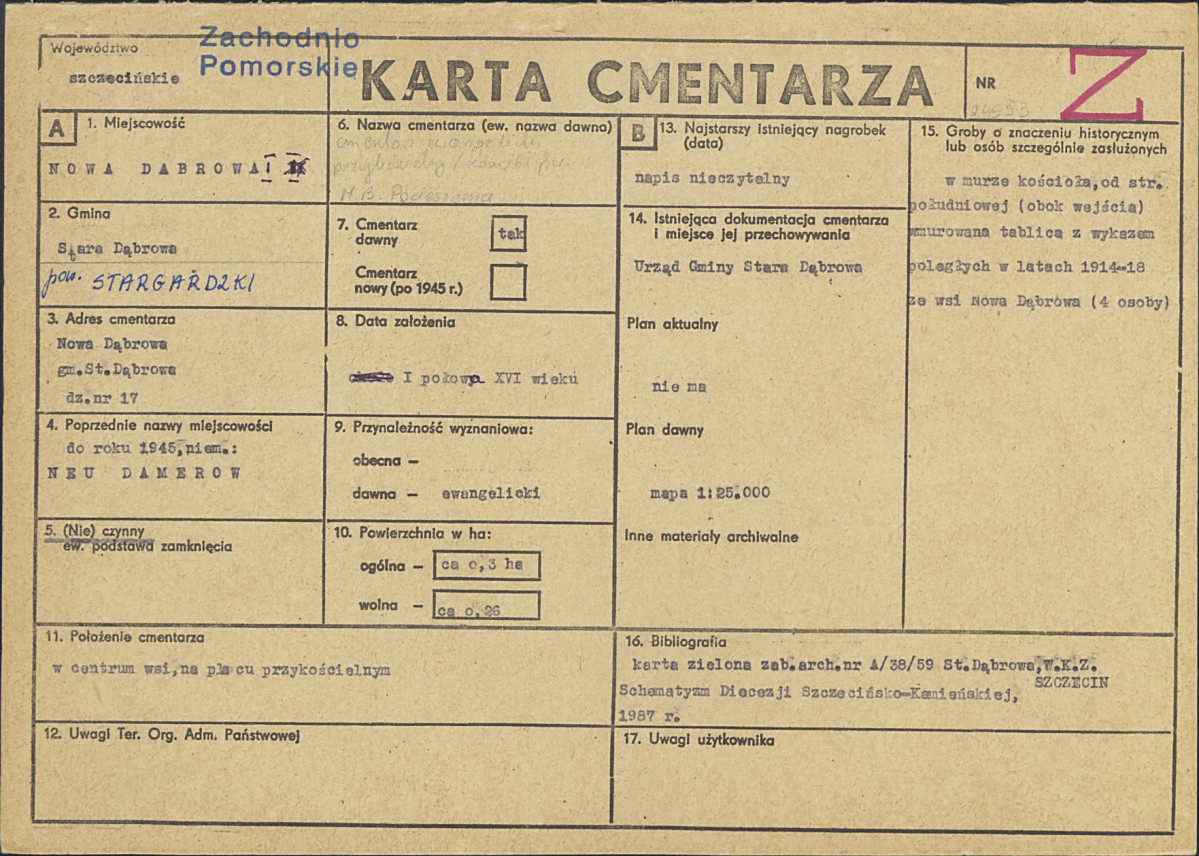 KC - Karta cmentarza, skan nr 1
