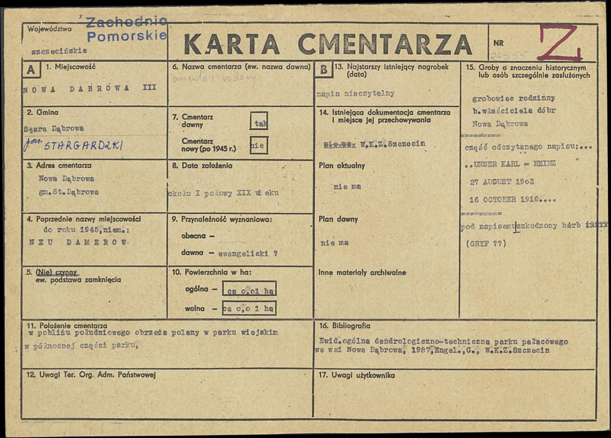 KC - Karta cmentarza, skan nr 1
