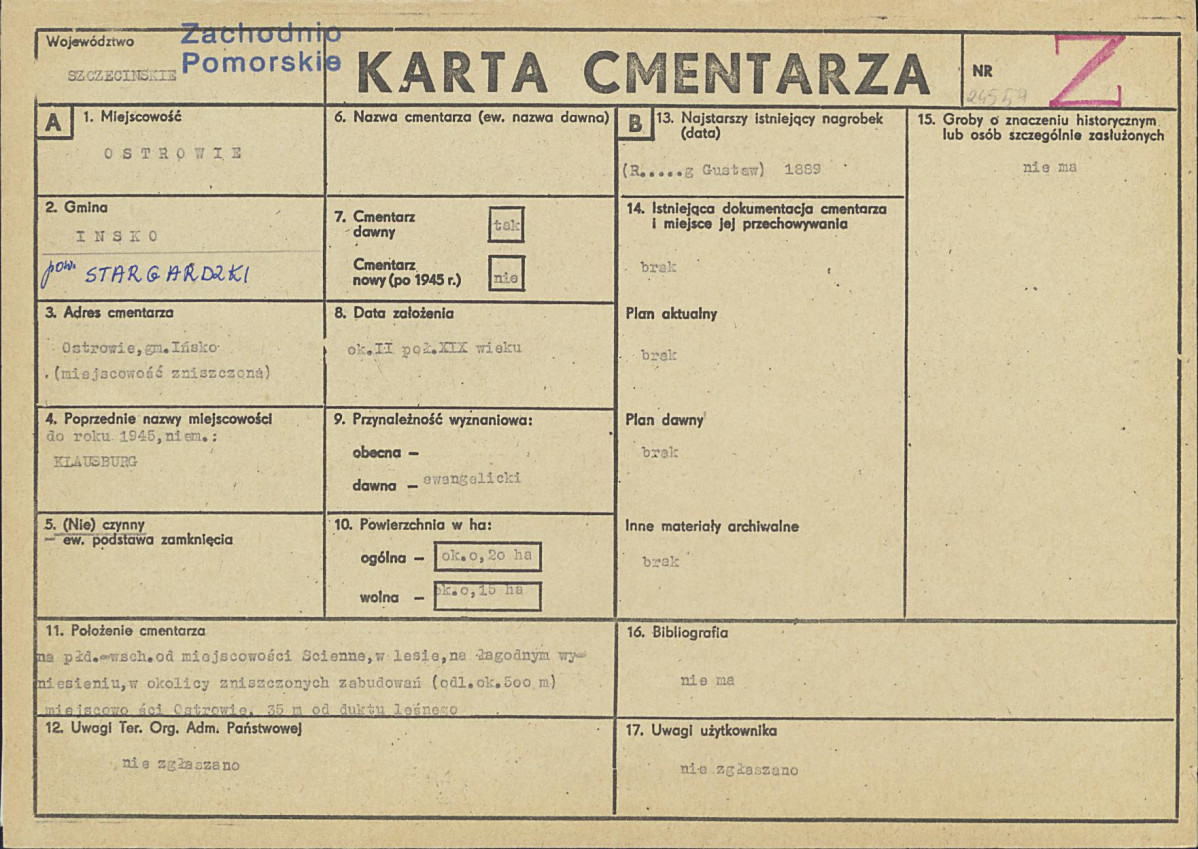KC - Karta cmentarza, skan nr 1