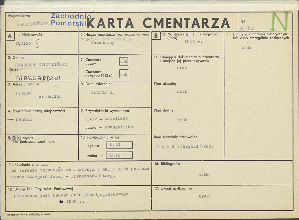 KC - Karta cmentarza, skan nr 1