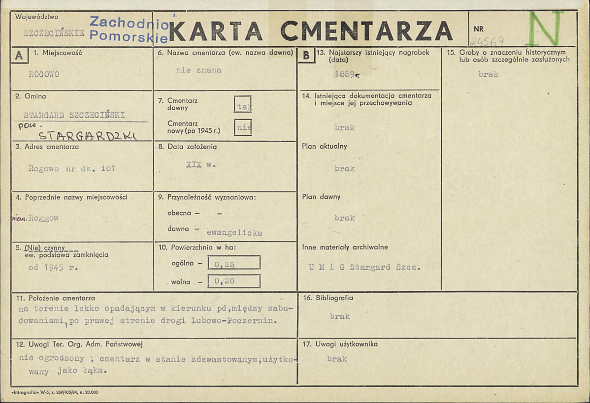 KC - Karta cmentarza, skan nr 1