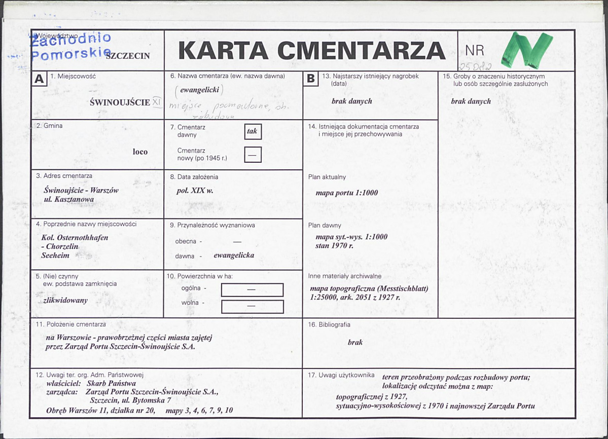 KC - Karta cmentarza, skan nr 1