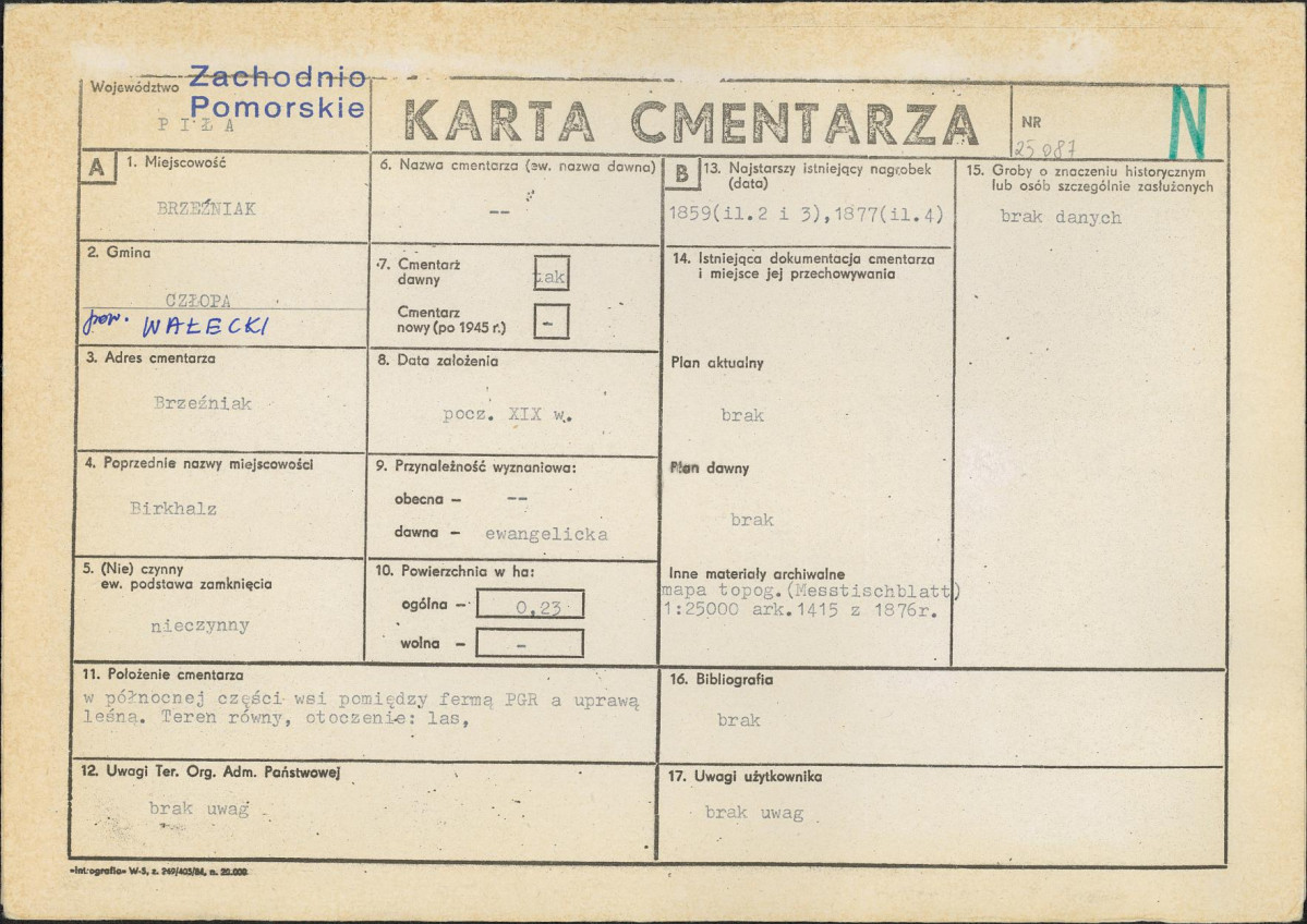 KC - Karta cmentarza, skan nr 1