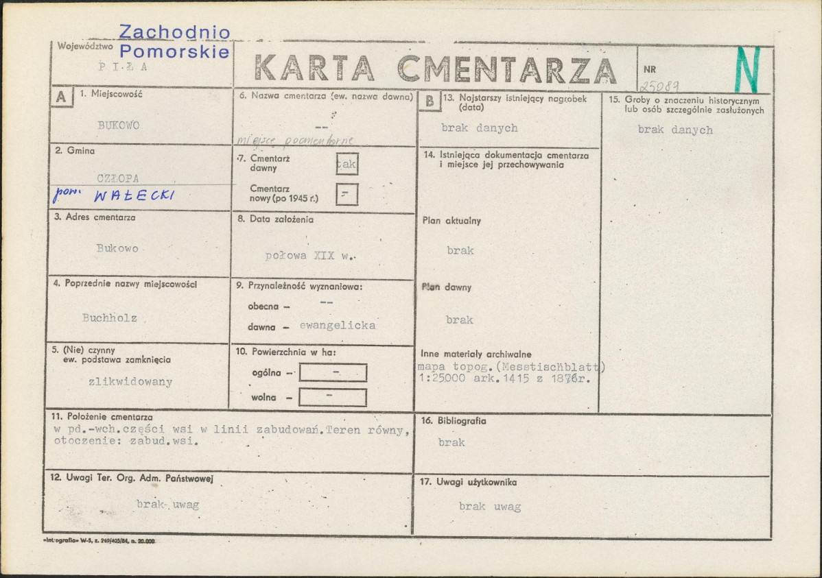 KC - Karta cmentarza, skan nr 1