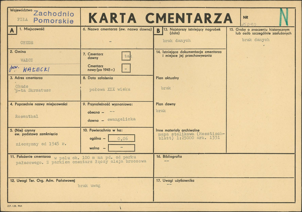 KC - Karta cmentarza, skan nr 1