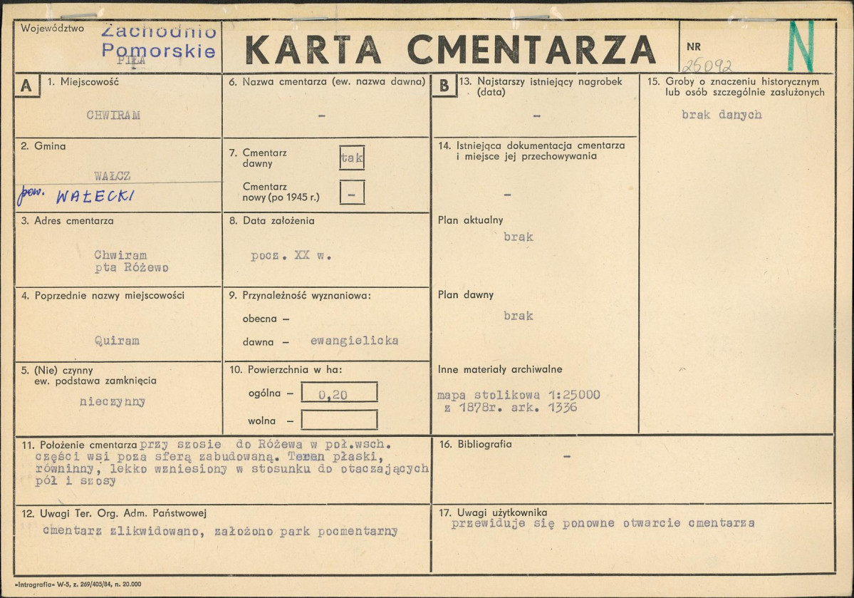 KC - Karta cmentarza, skan nr 1