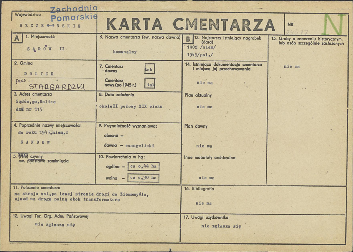 KC - Karta cmentarza, skan nr 1