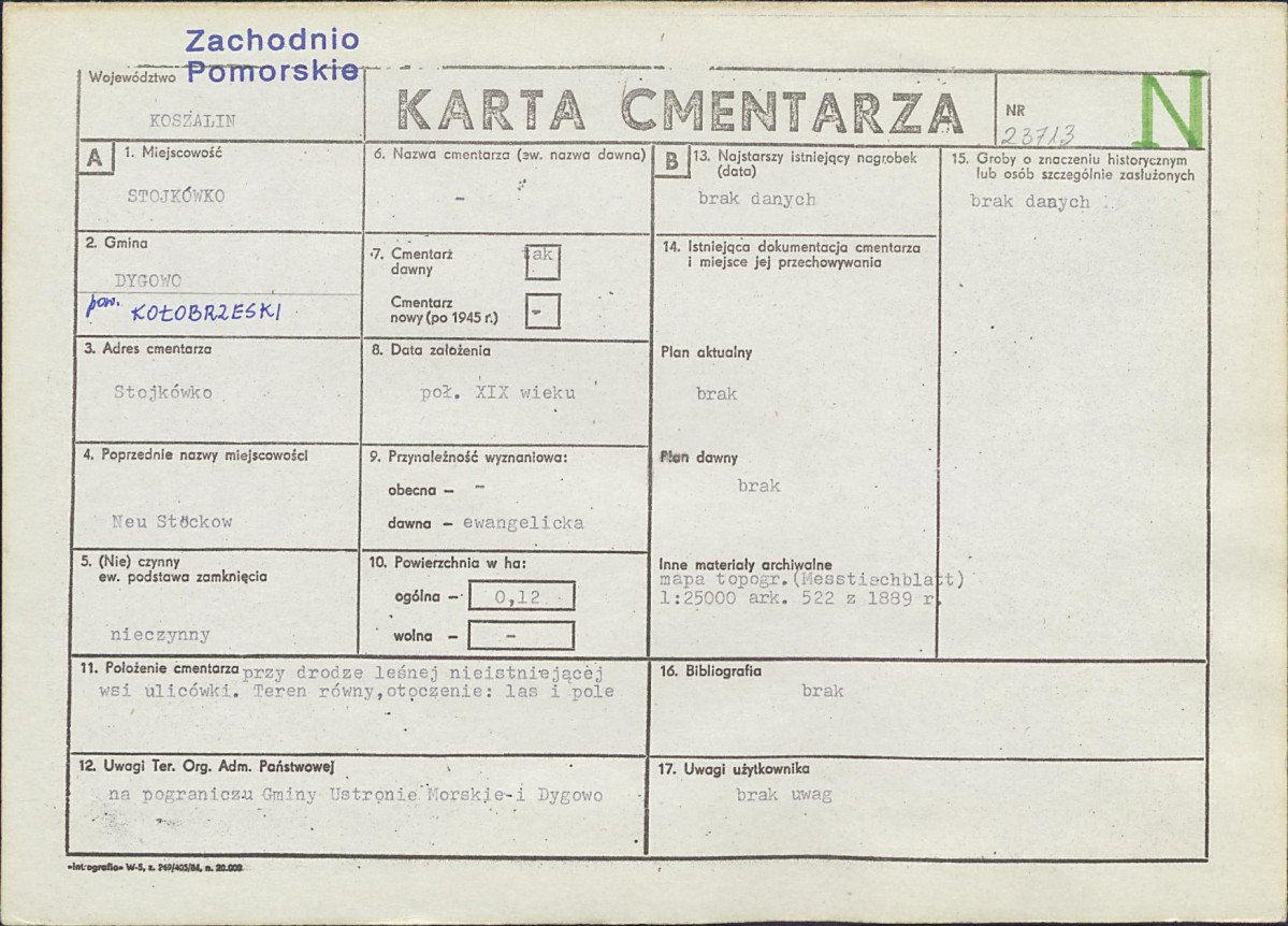 KC - Karta cmentarza, skan nr 1