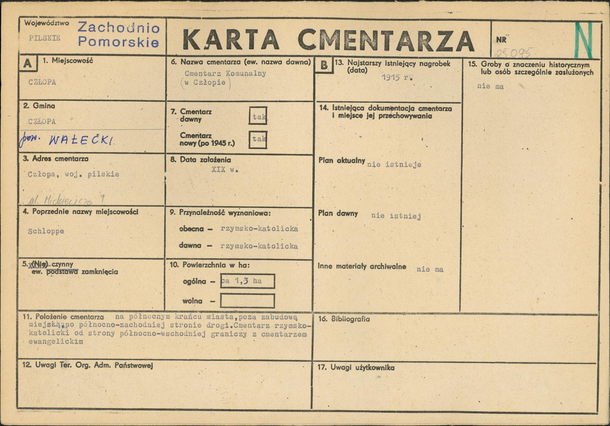KC - Karta cmentarza, skan nr 1