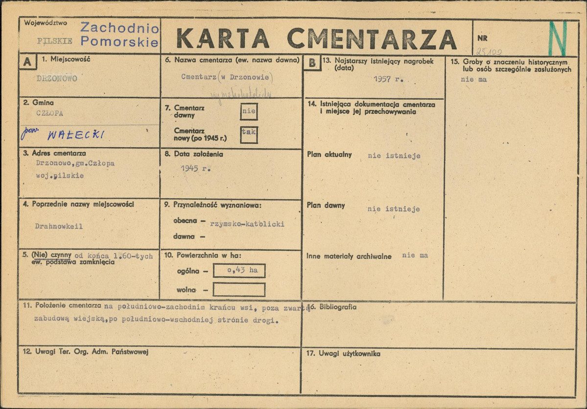 KC - Karta cmentarza, skan nr 1