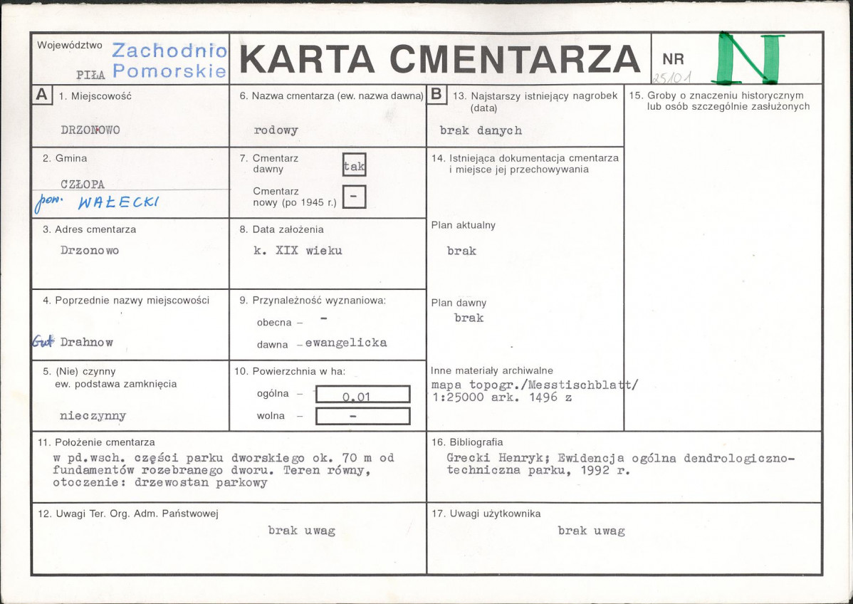 KC - Karta cmentarza, skan nr 1
