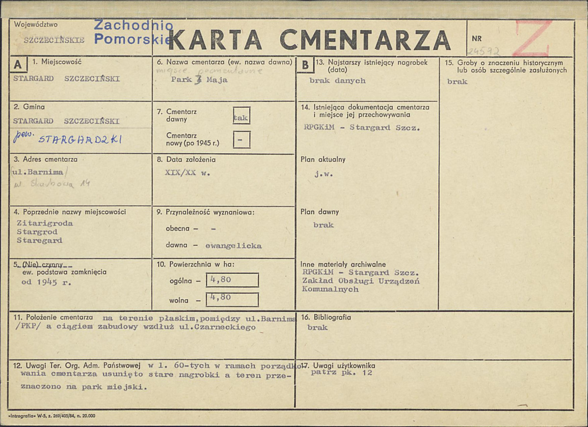 KC - Karta cmentarza, skan nr 1