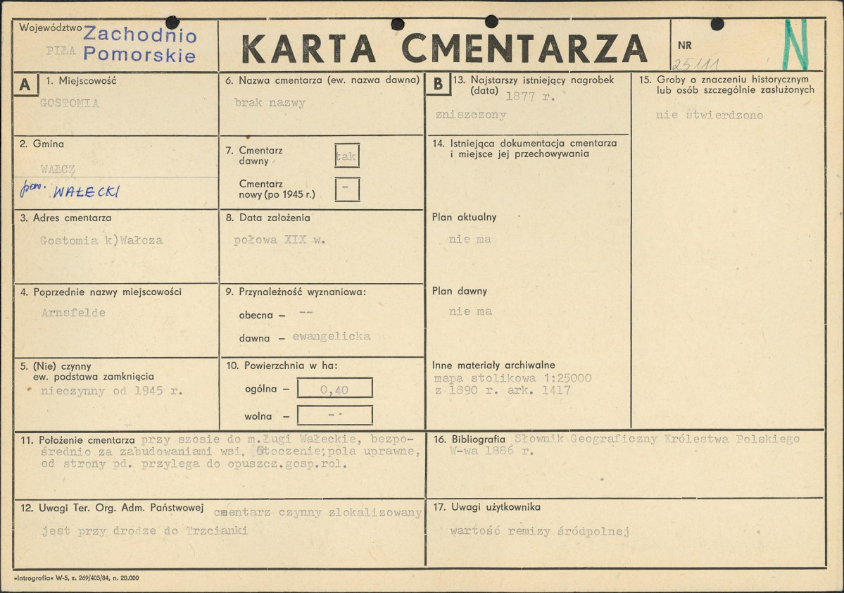 KC - Karta cmentarza, skan nr 1
