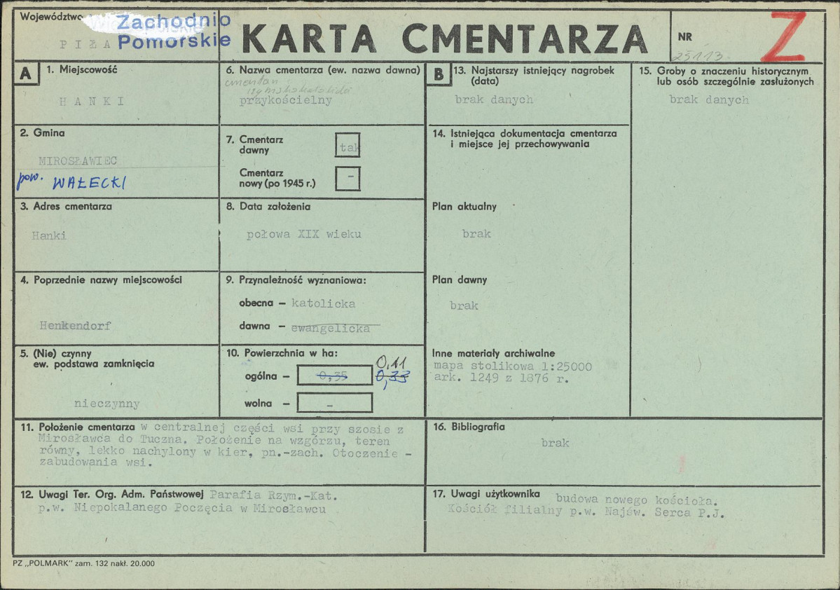 KC - Karta cmentarza, skan nr 1