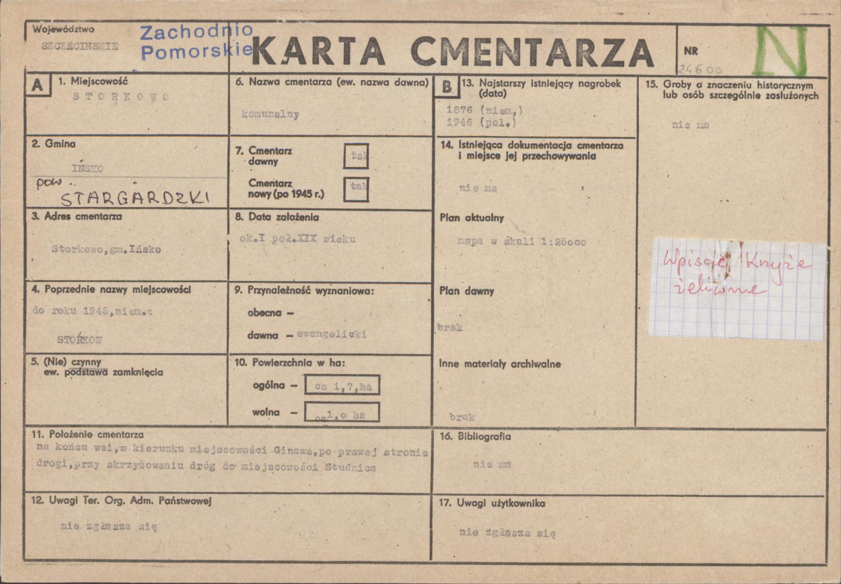 KC - Karta cmentarza, skan nr 1