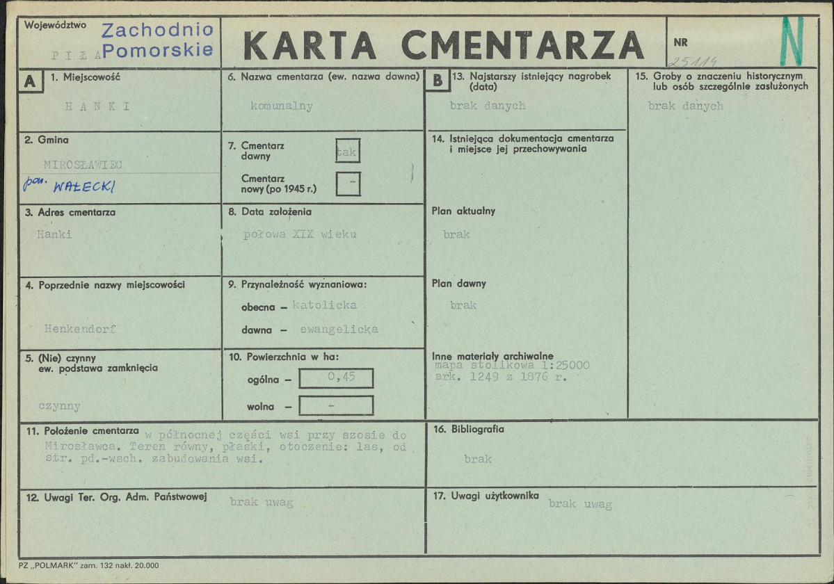 KC - Karta cmentarza, skan nr 1