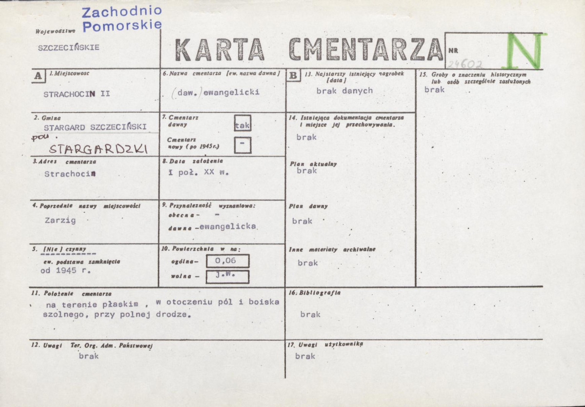 KC - Karta cmentarza, skan nr 1