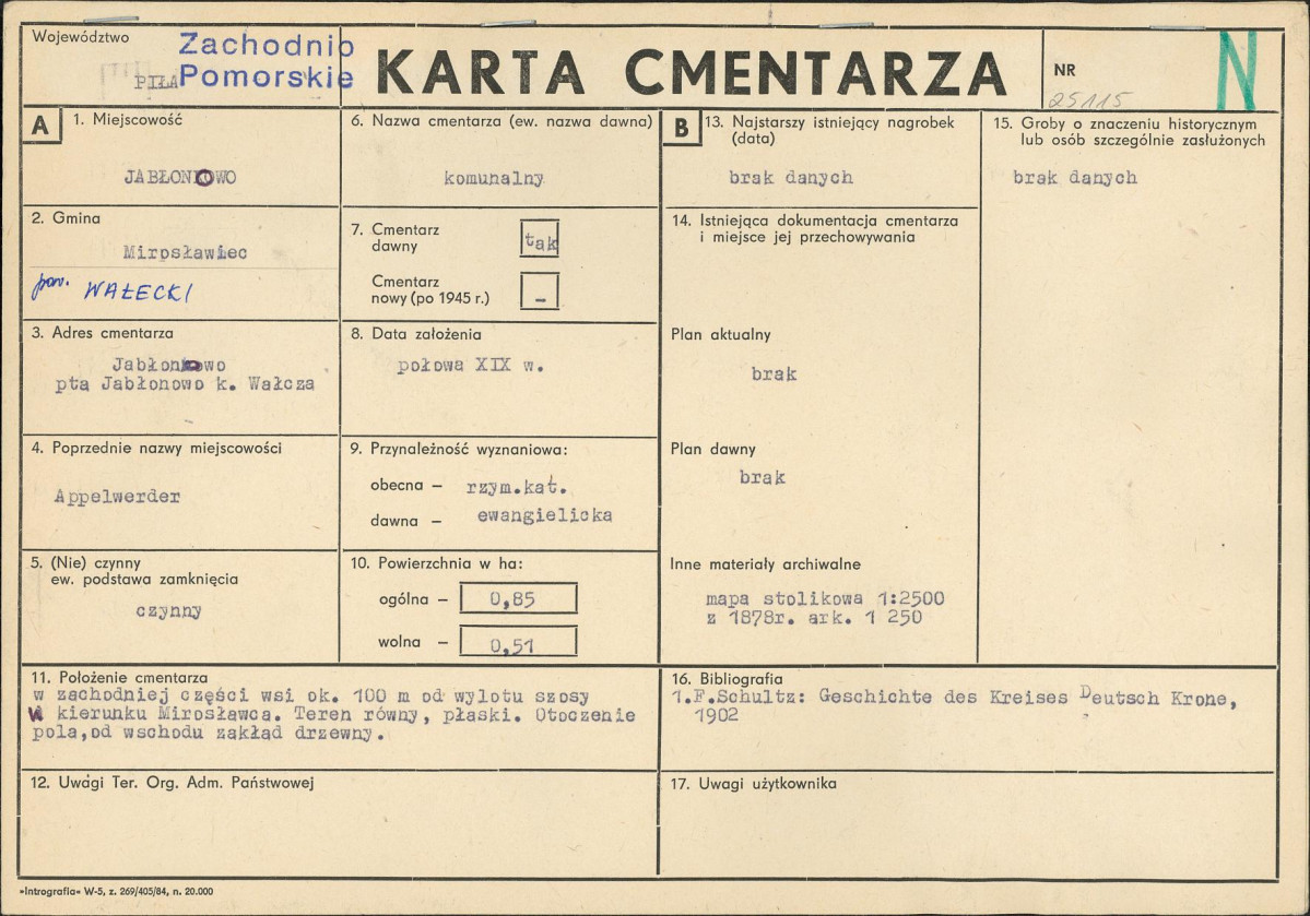 KC - Karta cmentarza, skan nr 1