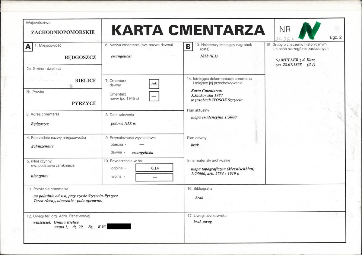 KC - Karta cmentarza, skan nr 1