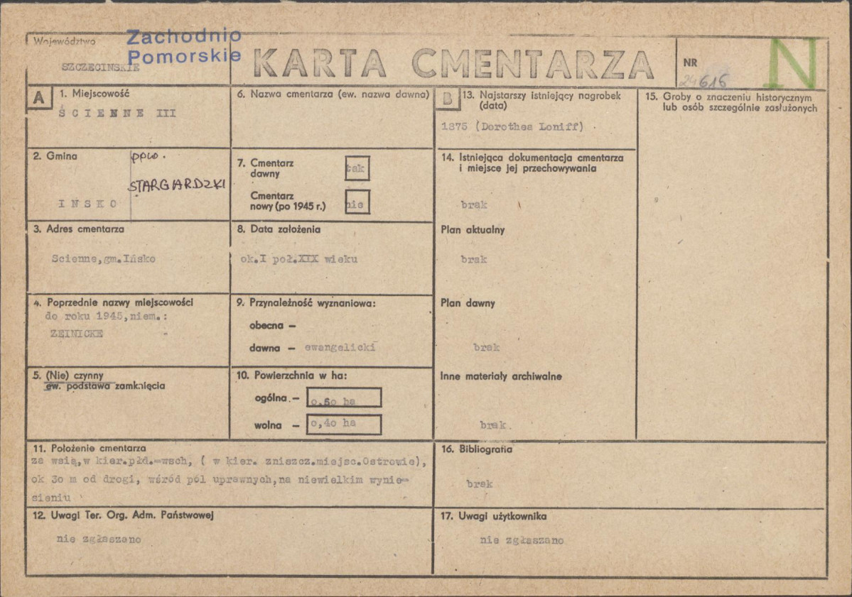 KC - Karta cmentarza, skan nr 1