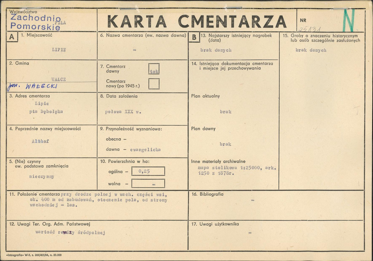 KC - Karta cmentarza, skan nr 1