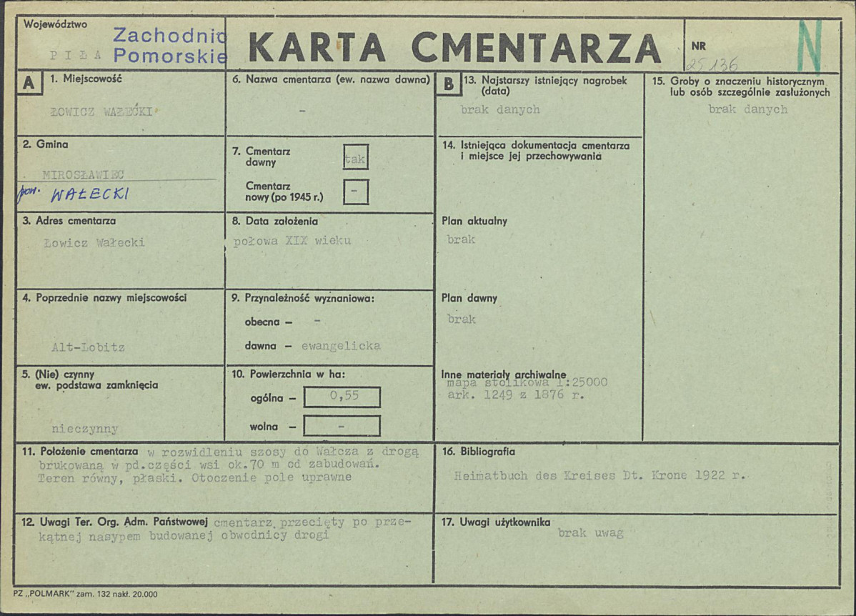 KC - Karta cmentarza, skan nr 1