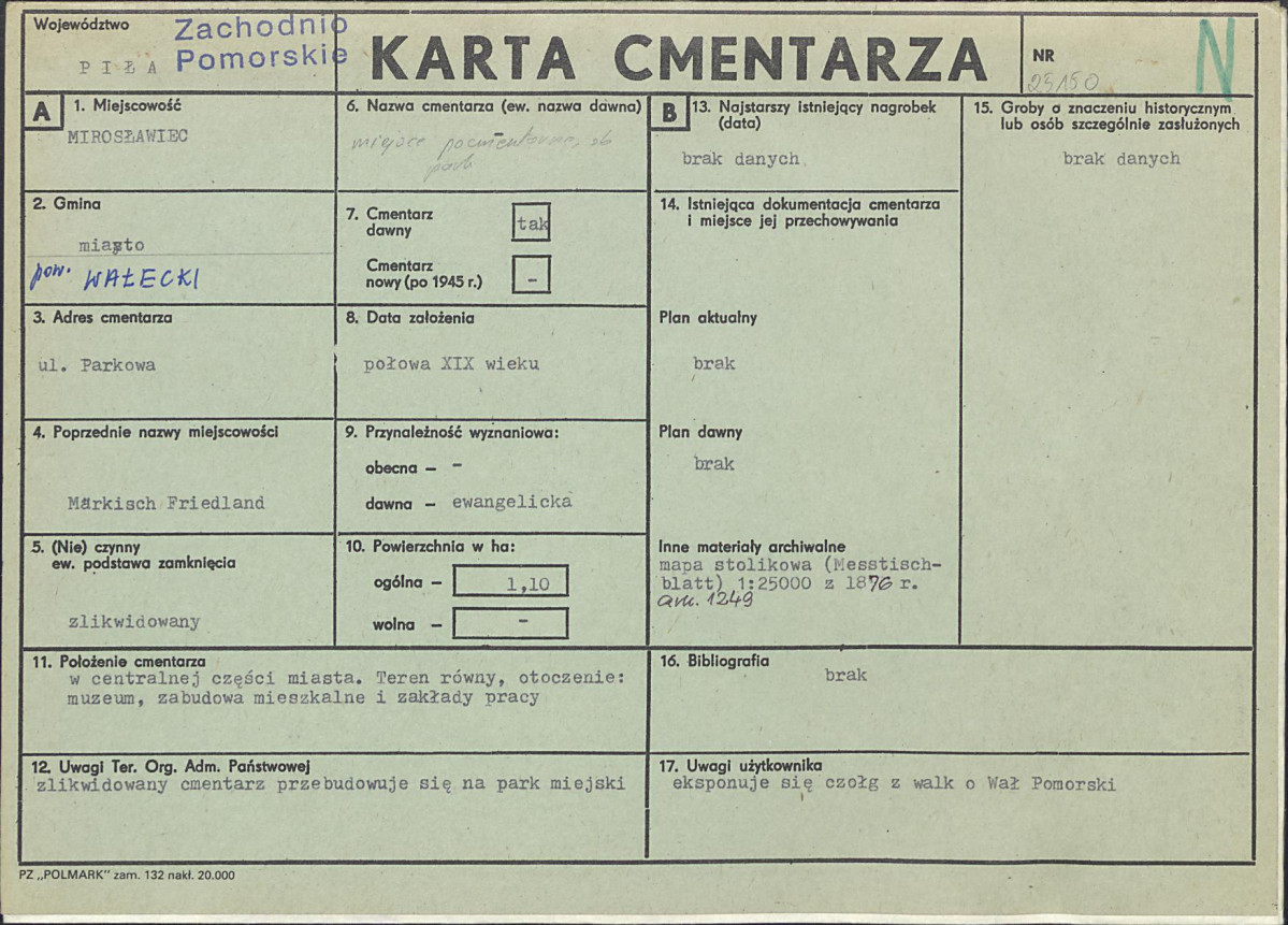 KC - Karta cmentarza, skan nr 1