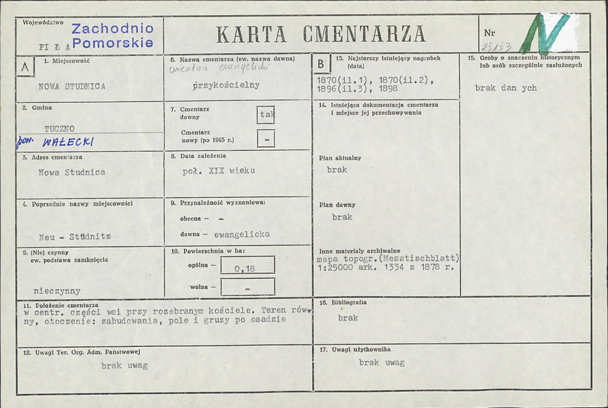 KC - Karta cmentarza, skan nr 1
