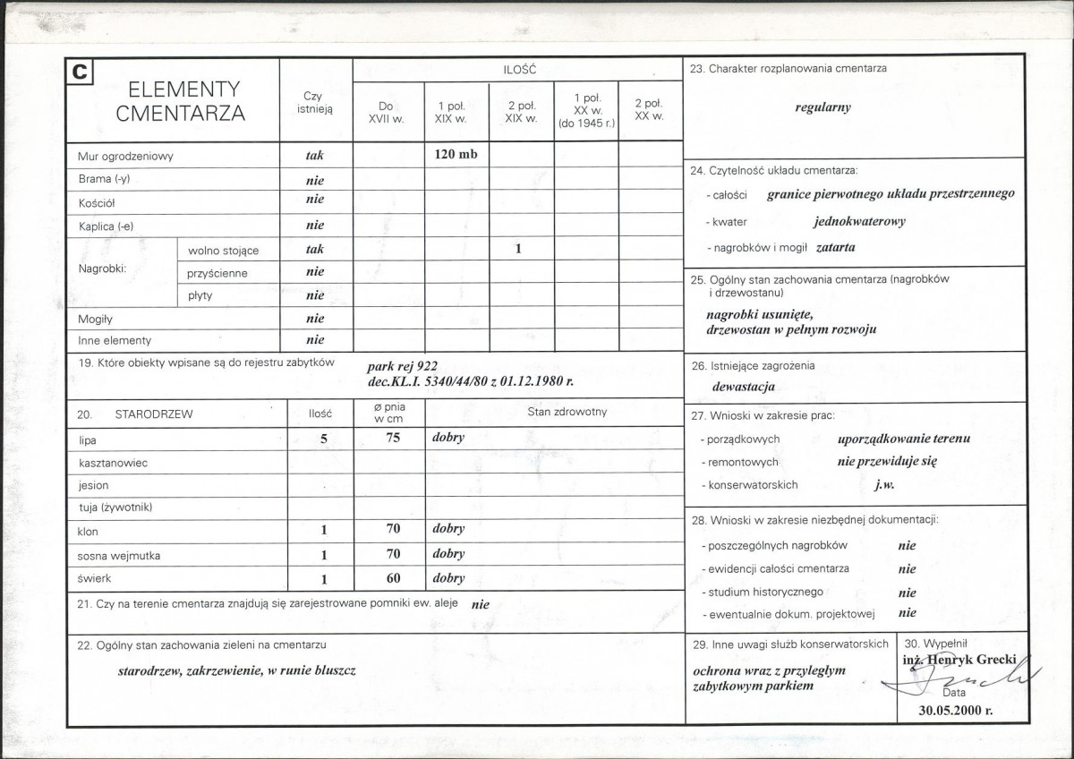 KC - Karta cmentarza, skan nr 2