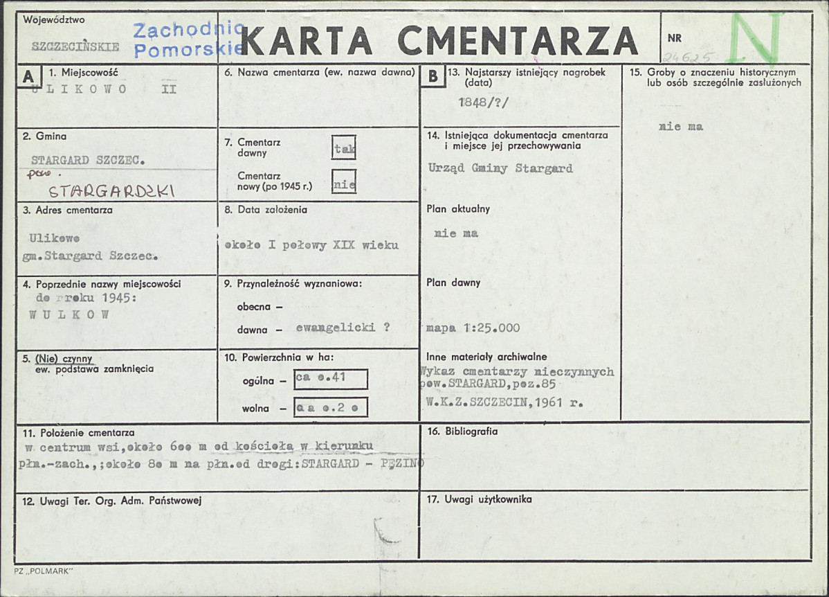 KC - Karta cmentarza, skan nr 1
